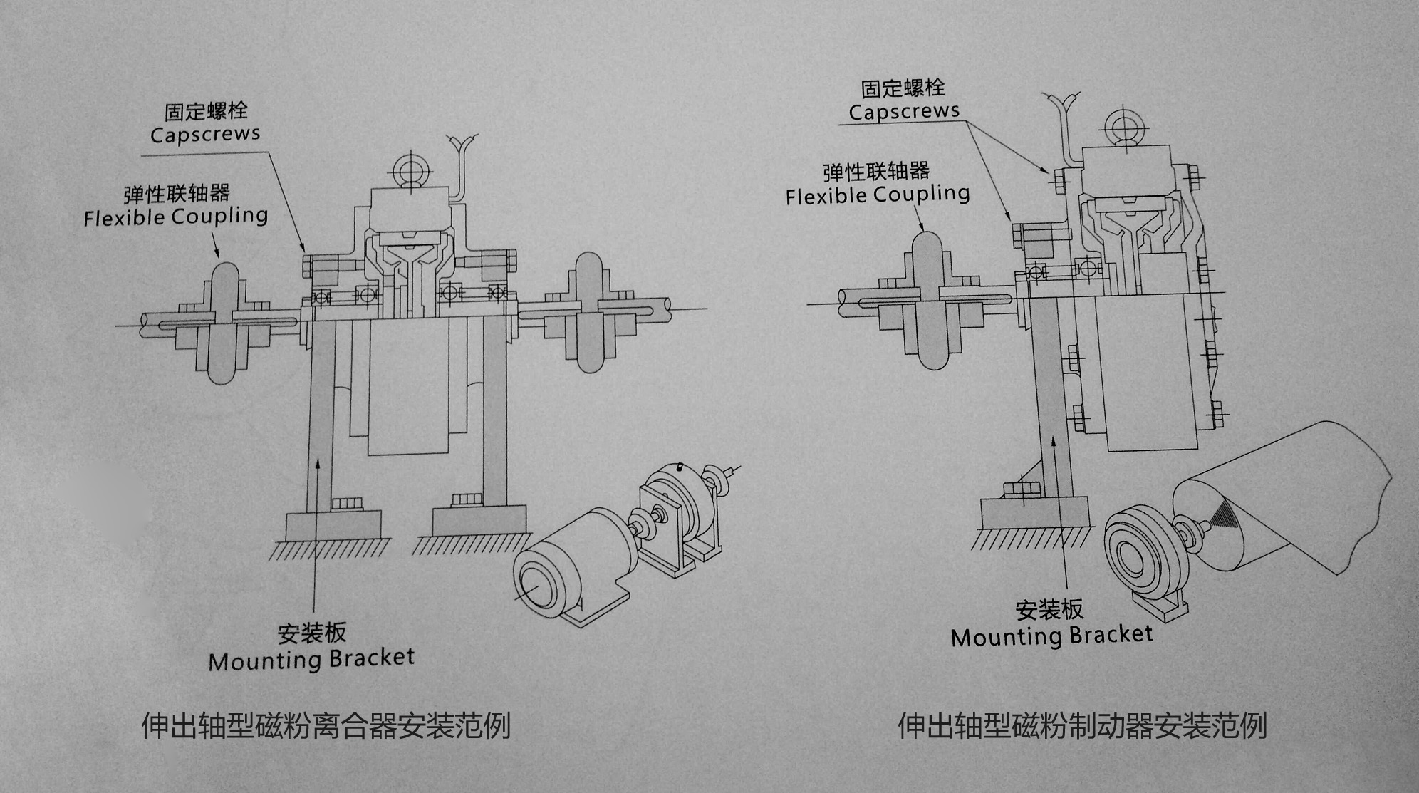 伸出軸磁粉離合器制動器安裝說明 伸出軸磁粉離合器制動器安裝說明